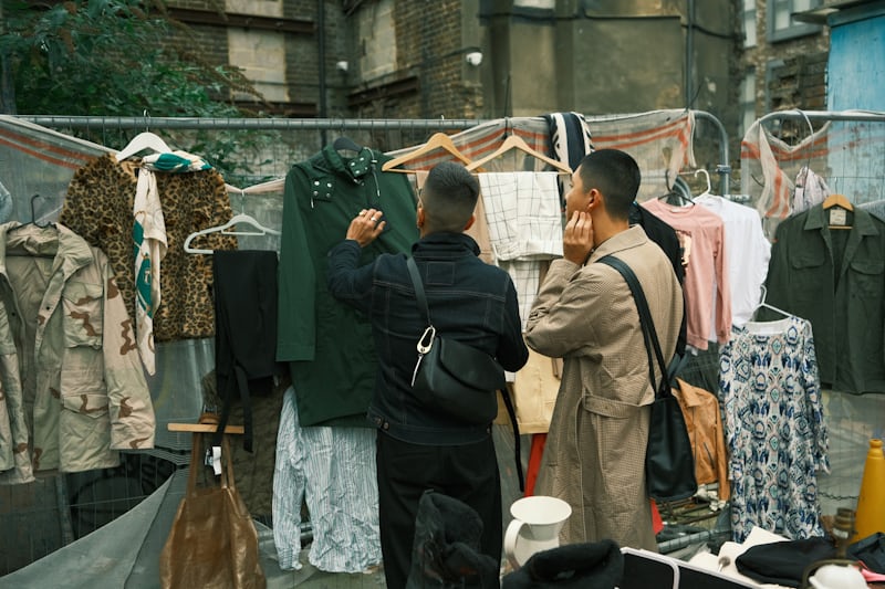 Two people sharing and exchanging items